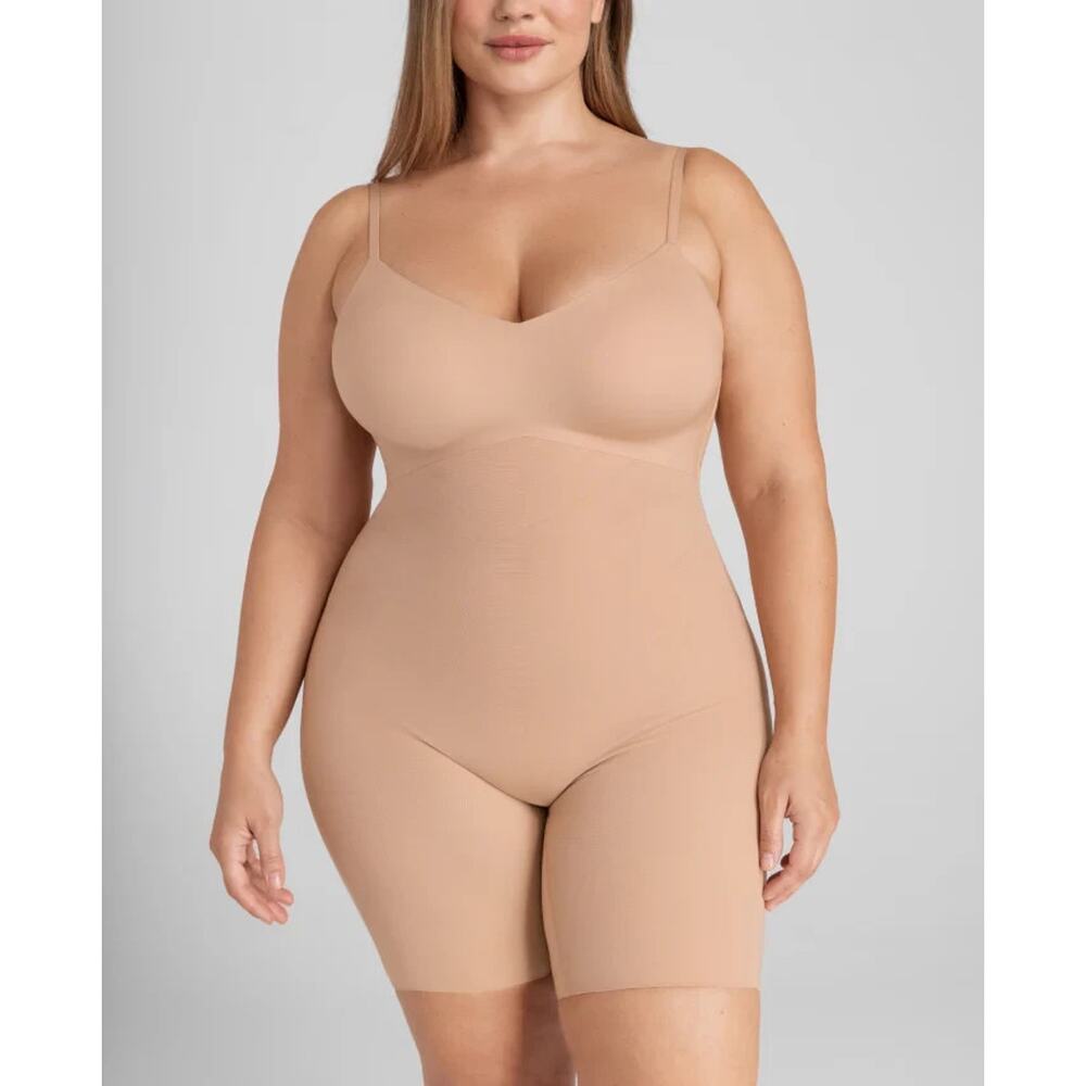 HONEYLOVE SuperPower Mid Thigh‎  Bodysuit Sand Size 2X